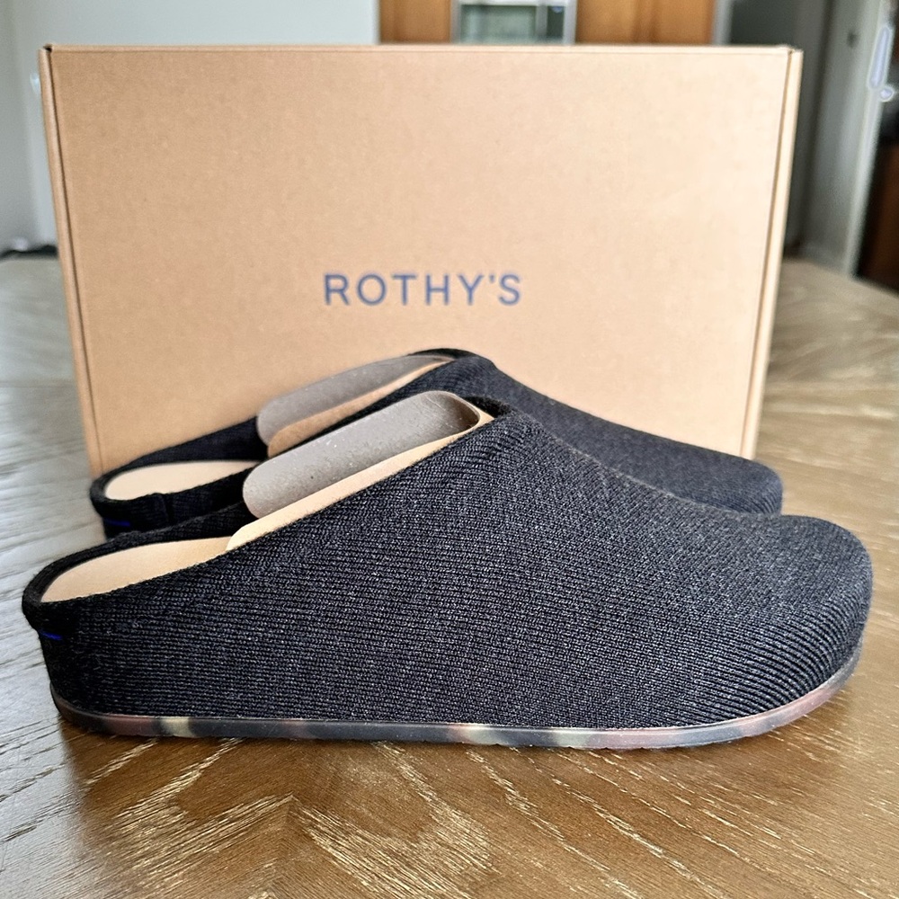 Rothys The Casual Clog Soft Black Size 9